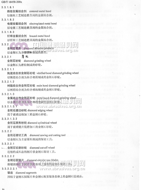 中華人民共和國國家標(biāo)準(zhǔn) 磨料磨具術(shù)語（六）