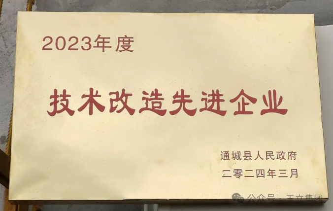 玉立集團(tuán)喜獲2023年度通城縣“技術(shù)改造先進(jìn)企業(yè)”稱號(hào)
